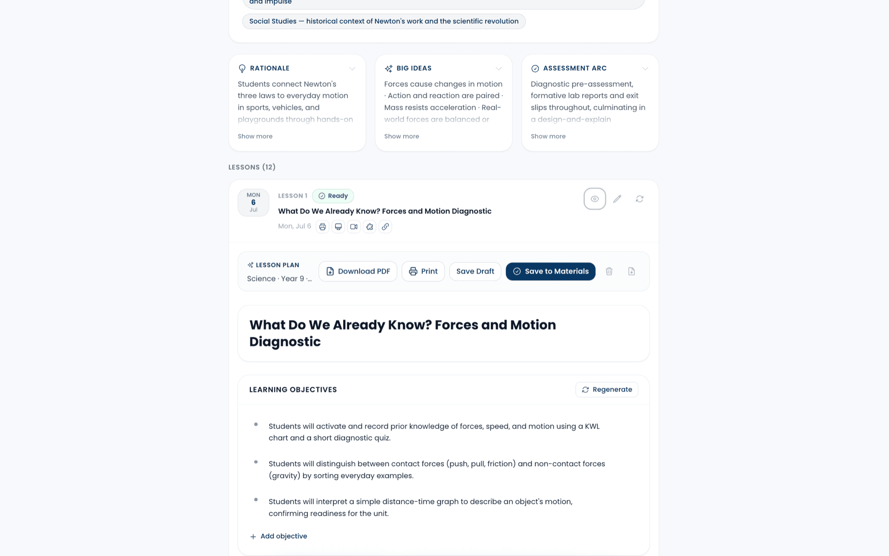 An xedu lesson plan with objectives, a timed lesson flow and resources
